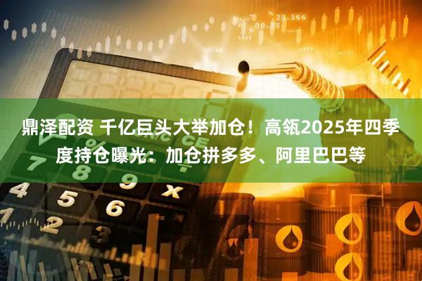 鼎泽配资 千亿巨头大举加仓！高瓴2025年四季度持仓曝光：加仓拼多多、阿里巴巴等