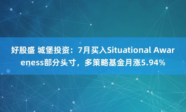 好股盛 城堡投资：7月买入Situational Awareness部分头寸，多策略基金月涨5.94%